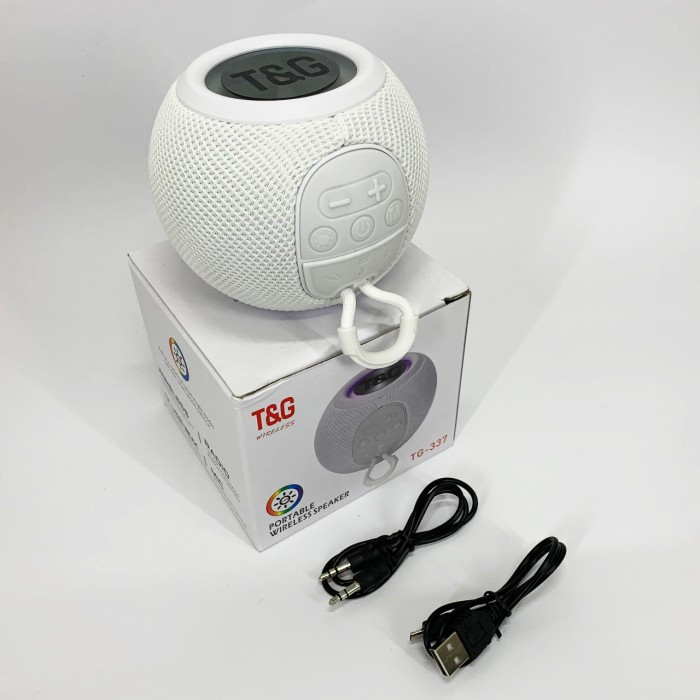 Бездротова потужна колонка TG337 з Bluetooth, RGB-підсвічуванням та радіо. Колір: білий