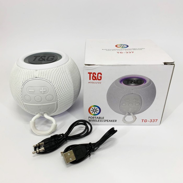 Бездротова потужна колонка TG337 з Bluetooth, RGB-підсвічуванням та радіо. Колір: білий