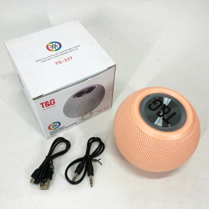 Бездротова потужна колонка TG337 з Bluetooth, RGB-підсвічуванням та радіо. Колір: рожевий