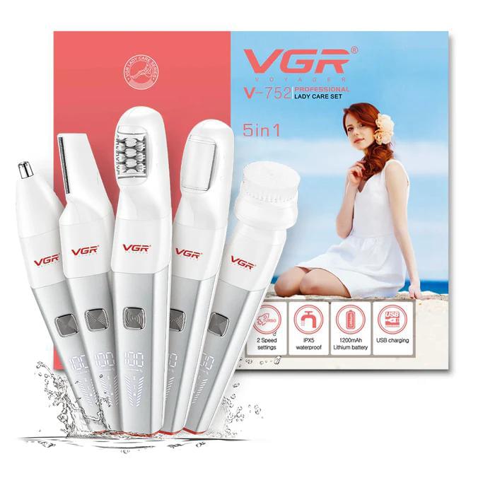 Епілятор VGR 5 в 1 V-752, 5 насадок. GC-754 Колір: червоний
