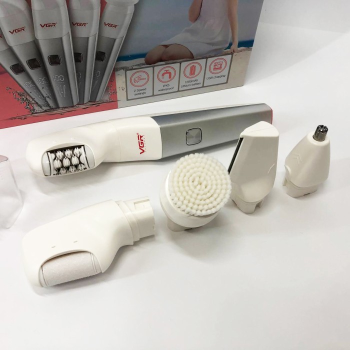 Портативна електрична щітка для ступень VGR 5 в 1 V-752, Акумуляторний епілятор для гоління ніг JY-68