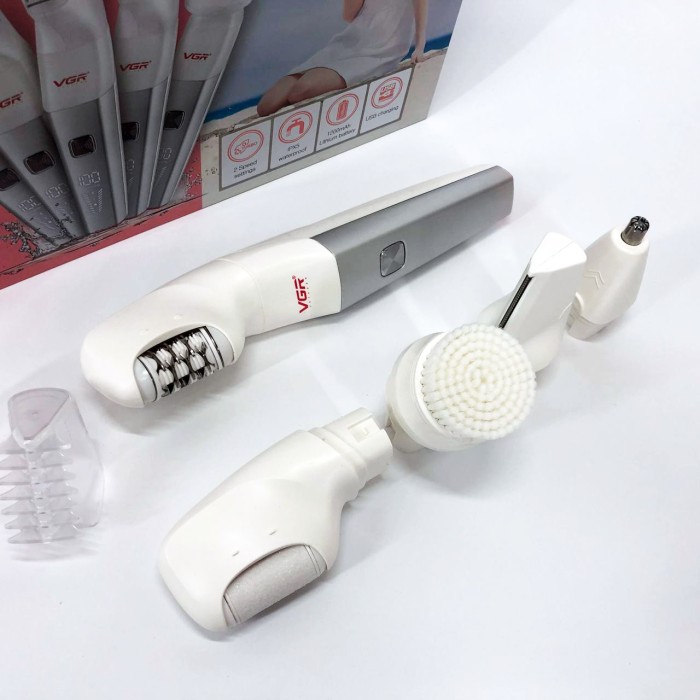 Портативна електрична щітка для ступень VGR 5 в 1 V-752, Акумуляторний епілятор для гоління ніг JY-68
