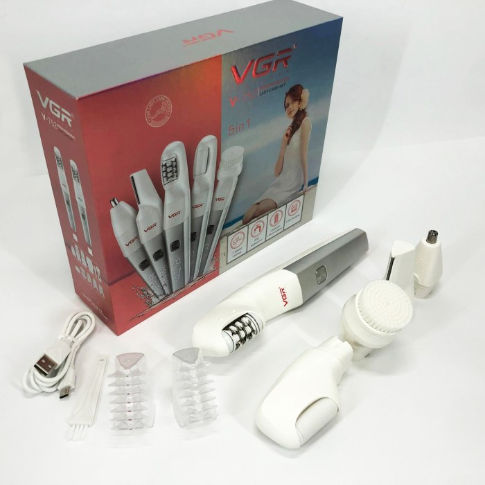Портативна електрична щітка для ступень VGR 5 в 1 V-752, Акумуляторний епілятор для гоління ніг JY-68