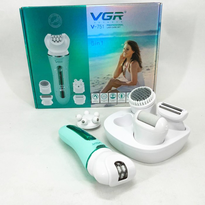 Епілятор VGR 5 в 1 V-751, 5 насадок Green