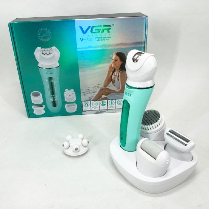 Епілятор VGR 5 в 1 V-751, 5 насадок Green