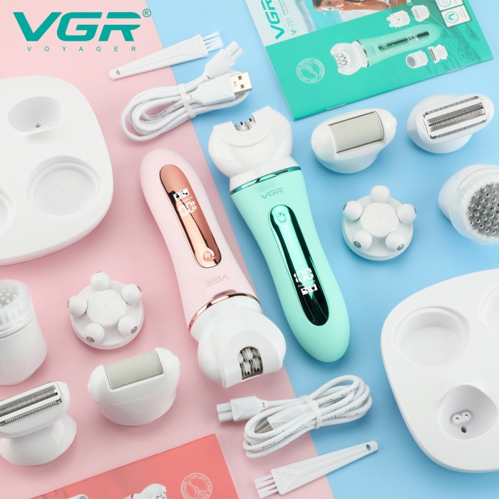 Епілятор VGR 5 в 1 V-751, 5 насадок Green