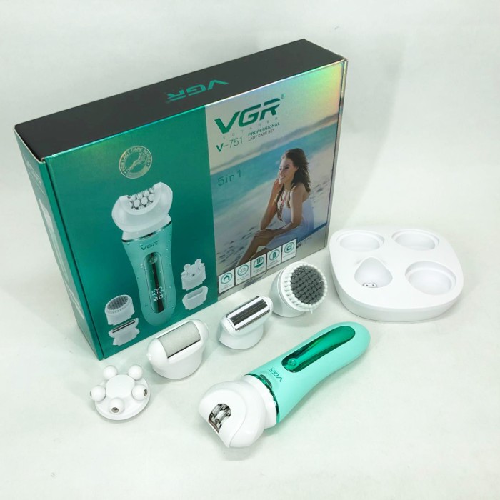 Епілятор VGR 5 в 1 V-751, 5 насадок Green