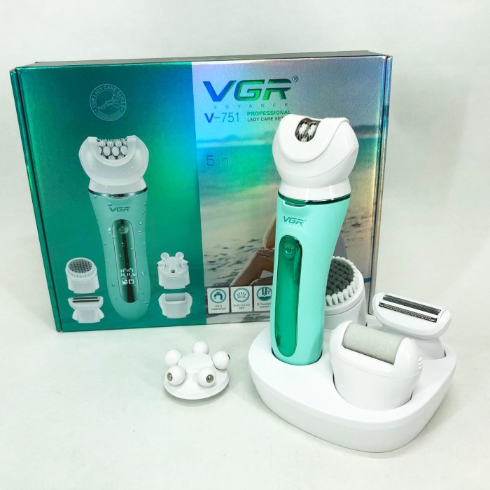 Епілятор VGR 5 в 1 V-751, 5 насадок Green