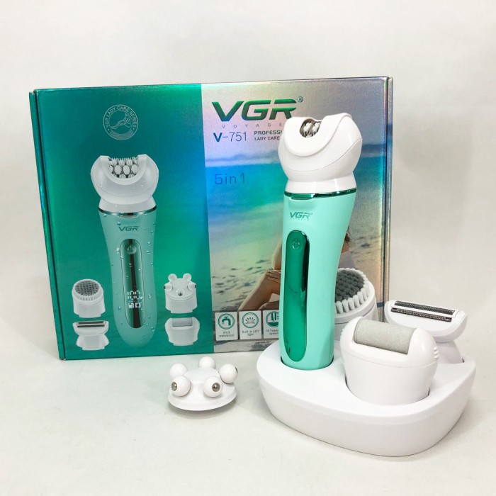 Епілятор VGR 5 в 1 V-751, 5 насадок Green
