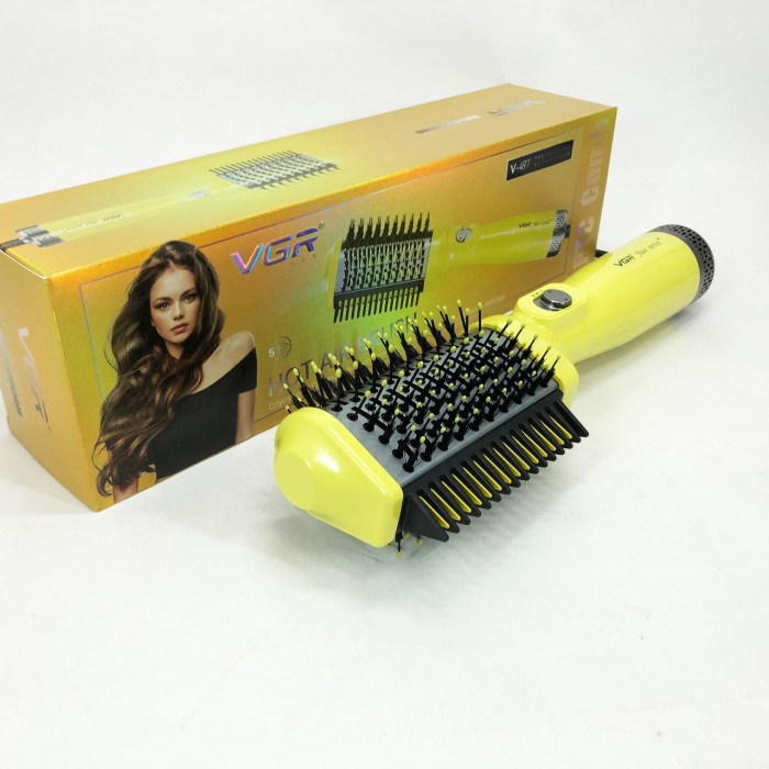 Фен-щітка з насадкою для випрямлення волосся VGR V-497, Фен іонізований, Фен-щітка для волосся легка KC-85