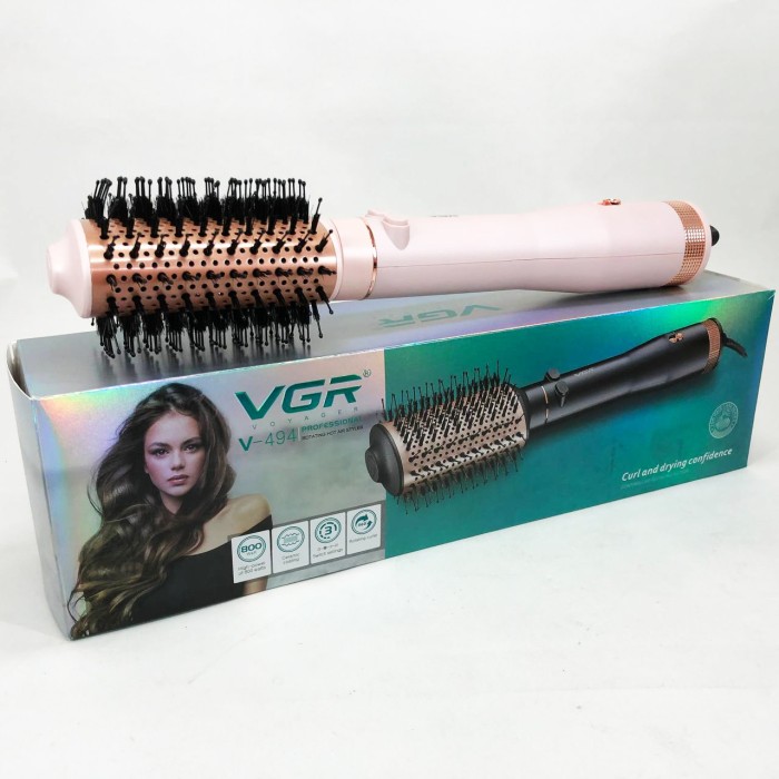 Електричний фен браш для укладання волосся VGR V-494 800Вт Pink