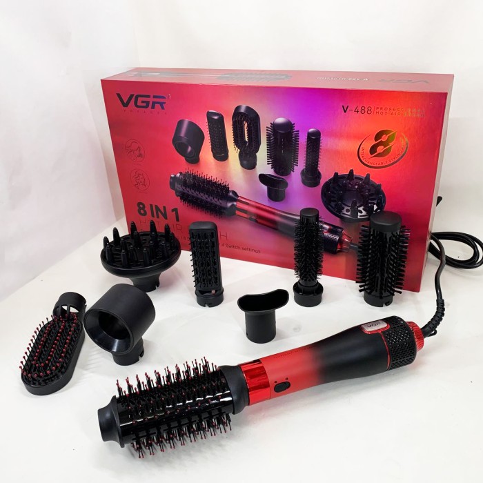 Фен-щітка стайлер VGR 8 в 1 V-488 1100Вт Red