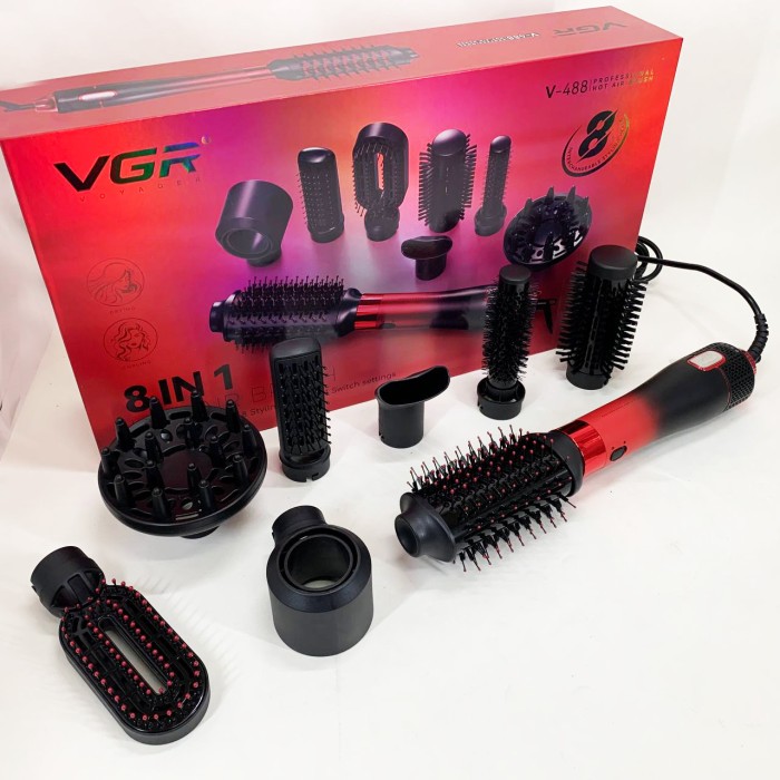 Фен для волосся професійний 2 швидкості VGR 8 в 1 V-488, Фен для волосся з холодним обдуванням YO-28