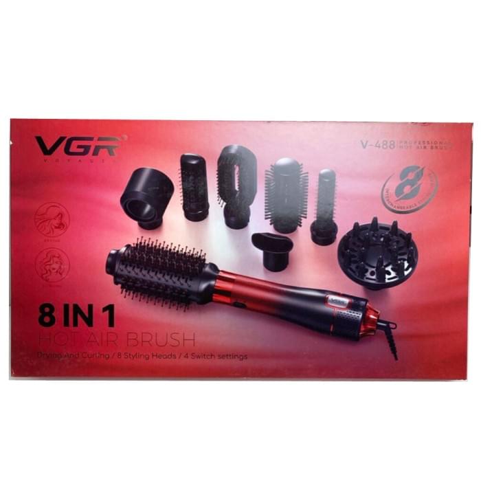 Фен-щітка стайлер VGR 8 в 1 V-488. OP-195 Колір: червоний