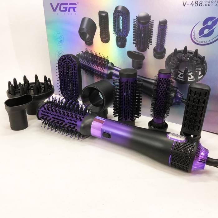 Фен-щітка стайлер VGR 8 в 1 V-488. UX-889 Колір: фіолетовий