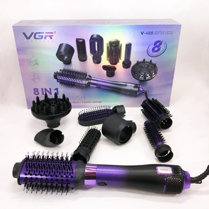 Фен-щітка стайлер VGR 8 в 1 V-488. UX-889 Колір: фіолетовий