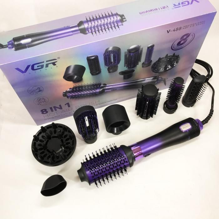 Фен-щітка стайлер VGR 8 в 1 V-488. UX-889 Колір: фіолетовий