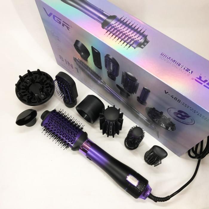 Фен-щітка стайлер VGR 8 в 1 V-488. UX-889 Колір: фіолетовий