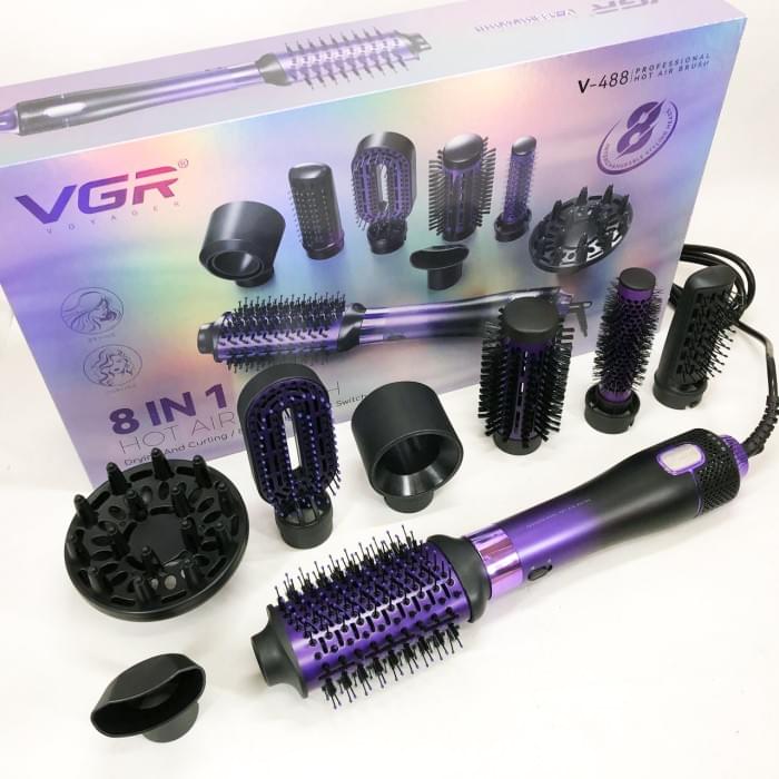 Фен-щітка стайлер VGR 8 в 1 V-488. UX-889 Колір: фіолетовий