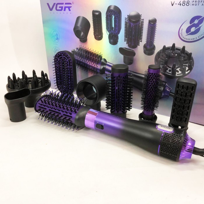 Потужний фен гребінець VGR 8 в 1 V-488, Фен дорожній для укладання, Гарний фен CN-277 для будинку