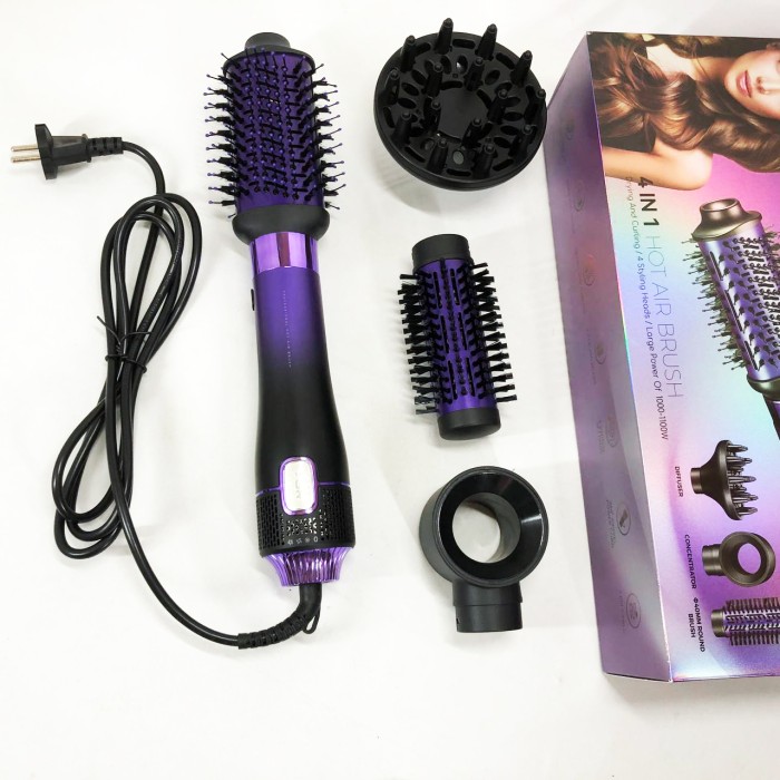 Фен-щітка для об'єму волосся VGR V-484 4 в 1, Фен гребінець фен з насадками Професійний для роботи DS-85