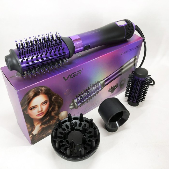 Фен-щітка для об'єму волосся VGR V-484 4 в 1, Фен гребінець фен з насадками Професійний для роботи DS-85