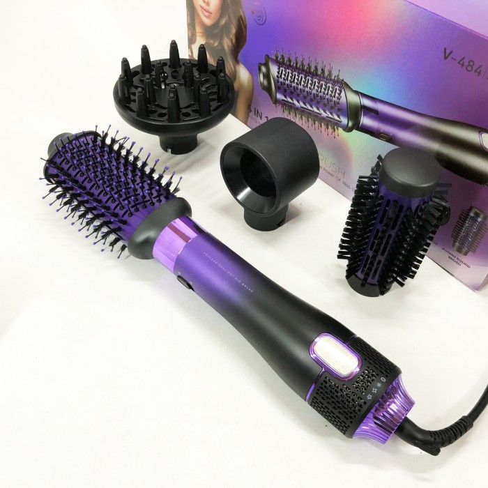 Фен-щітка для об'єму волосся VGR V-484 4 в 1, Фен гребінець фен з насадками Професійний для роботи DS-85