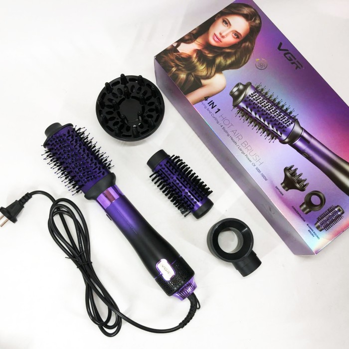Фен-щітка-гребінець VGR, Хороша фен-щітка обертова, Фен з режимом захисту волосся EQ-25