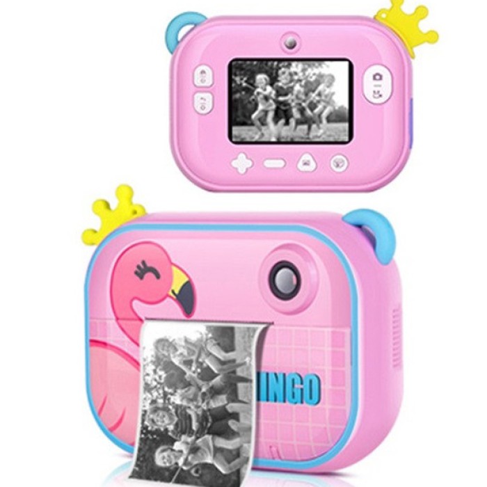 Дитячий фотоапарат миттєвого друку YT008 PINK FLAMINGO з підтримкою microSD XU-11