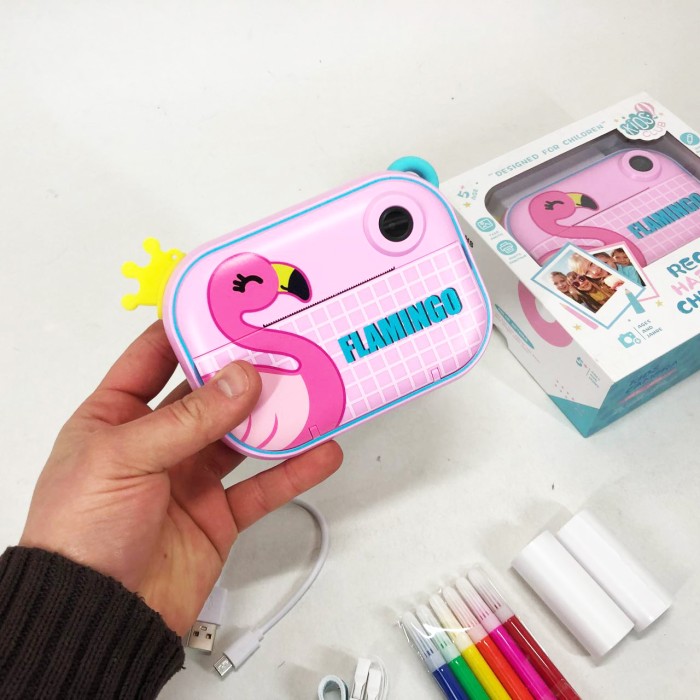 Дитячий фотоапарат миттєвого друку YT008 PINK FLAMINGO з підтримкою microSD XU-11