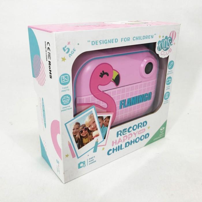 Дитячий фотоапарат миттєвого друку YT008 PINK FLAMINGO з підтримкою microSD