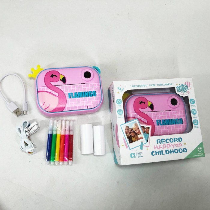 Дитячий фотоапарат миттєвого друку YT008 PINK FLAMINGO з підтримкою microSD