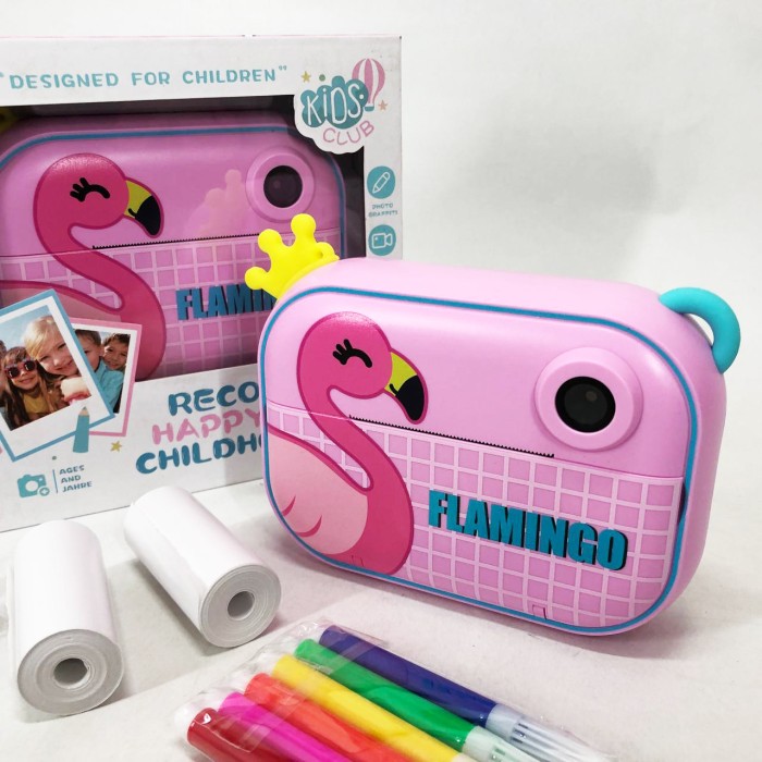 Дитячий фотоапарат миттєвого друку YT008 PINK FLAMINGO з підтримкою microSD