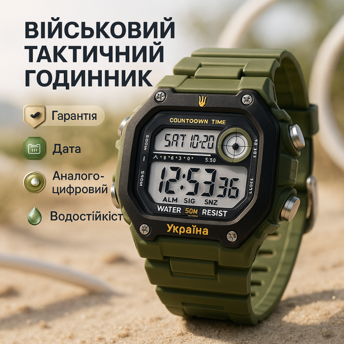 Годинник для кемпінгу та відпочинку SKMEI 6212/2126AG, Стильний армійський годинник ZU-37