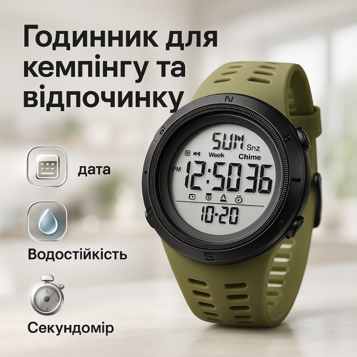 Годинник наручний чоловічий SKMEI 2070AGWT ARMY GREEN, армійський годинник протиударний. Колір: зелений