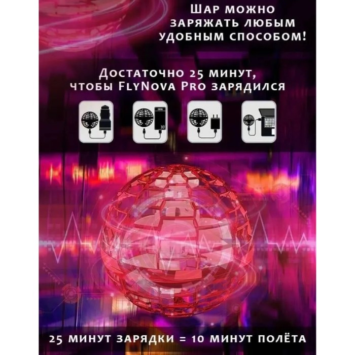 Ітерактивний м'яч, Літаючий куля спіннер led, Світиться куля flynova, Літаючий м'яч бумеранг GI-21