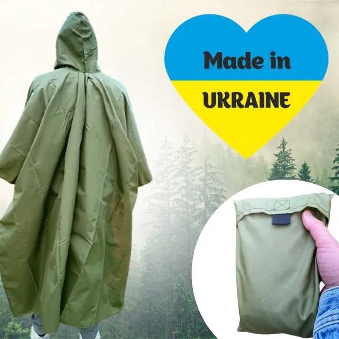 Костюм дощовик ік чоловічий щільний, Тактичний військовий дощовик камуфляжний, Плащ WX-679 намет олива