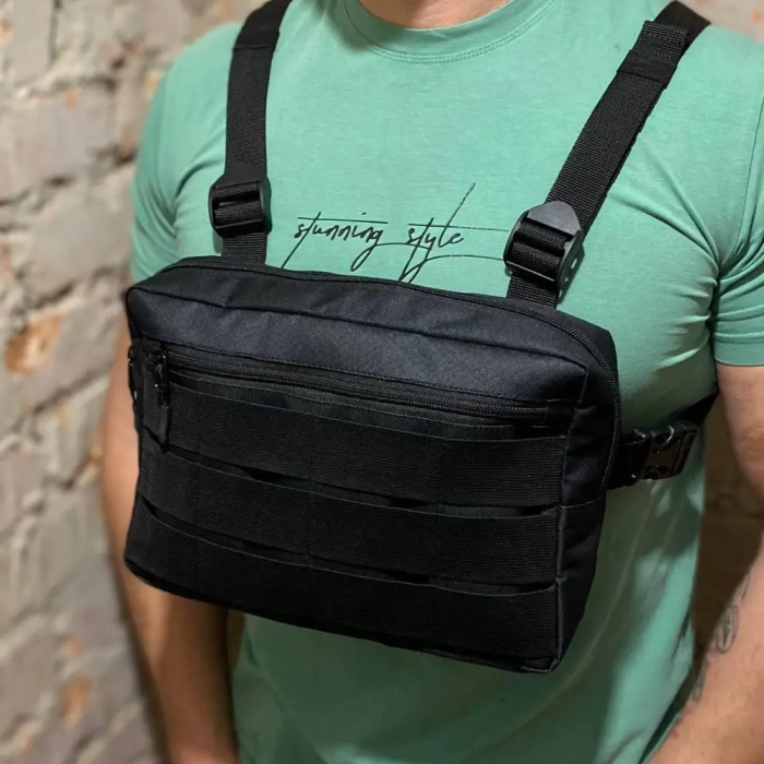 Чоловіча армійська сумка, Тактична сумка на груди, Тактична сумка меседжер чорна AB-94