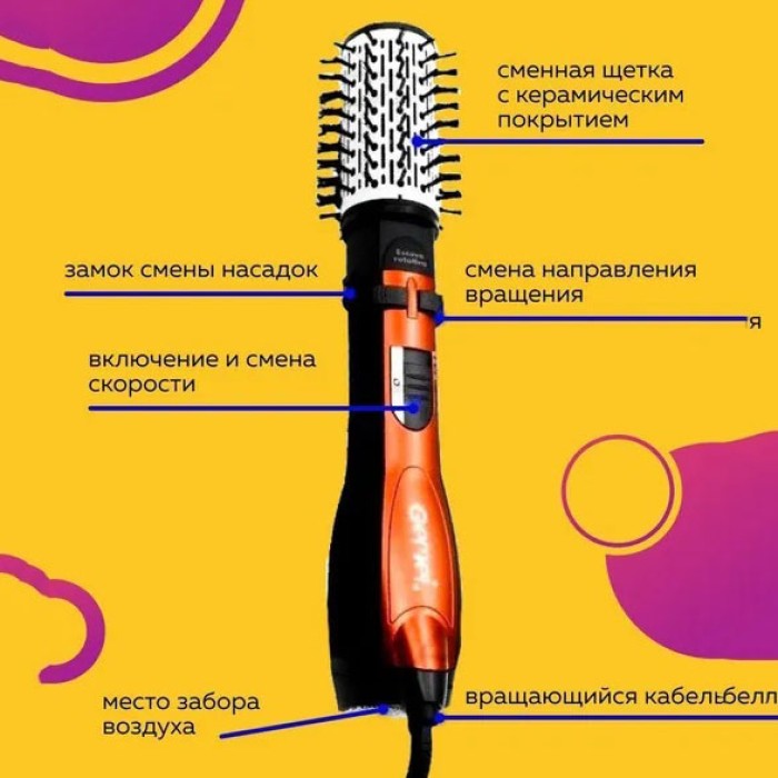 Фен брашинг, Фен браш з обертанням, Фен потужний Функціональний професійний Стайлер для укладання CQ-52