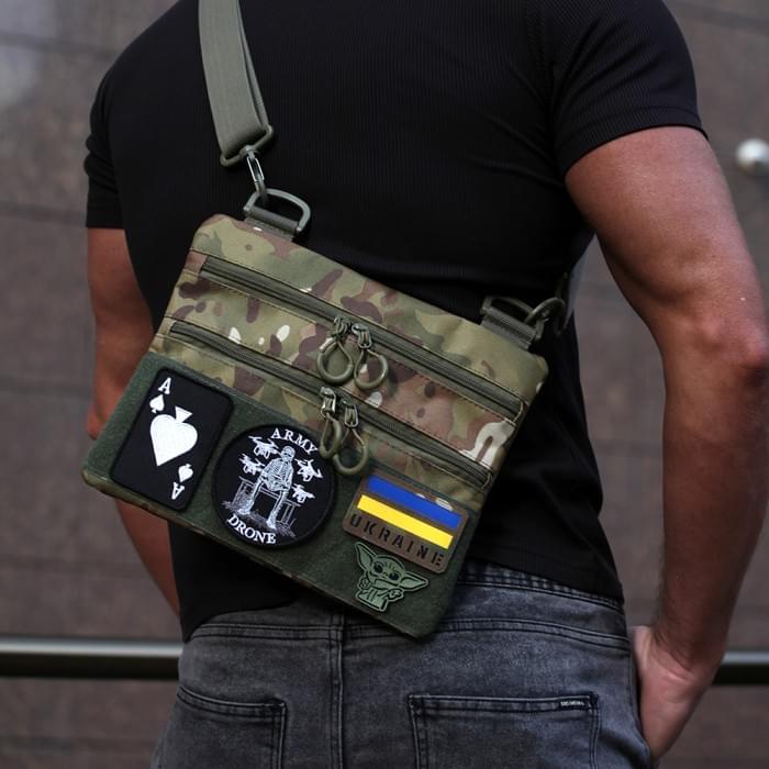 Сумка через плече військова, Чоловіча тактична сумка барсетка, Чоловіча брезентова сумка KF-788 через плече