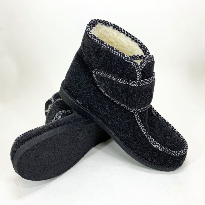 Уггі жіночі 38р, Бурки бабуші жіночі повсть, Жіночі дутики водонепроникні чорні зимові калоші ZF-17