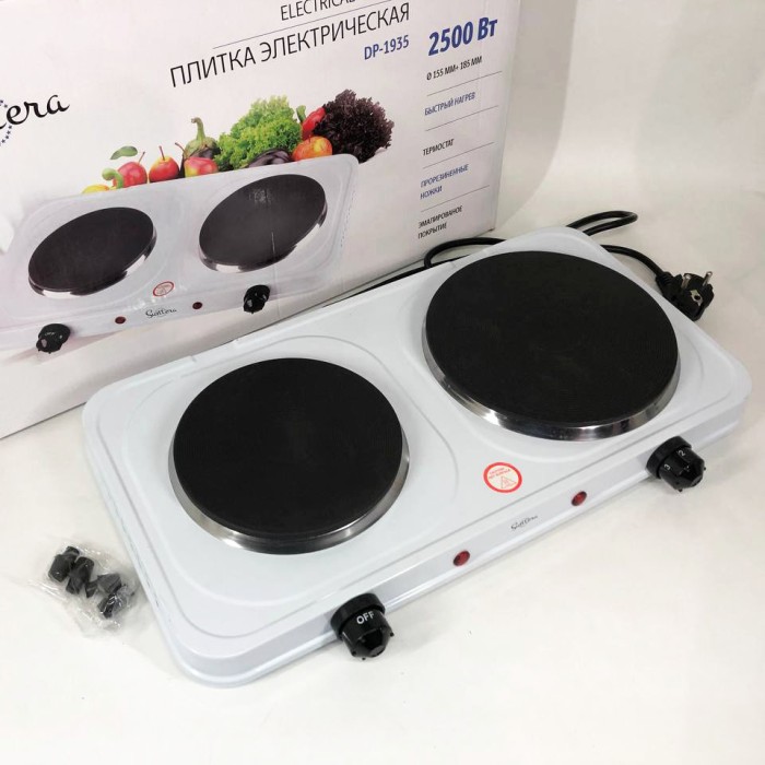 Електронні кухонні плити побутові настільні Suntera DP-1935B, 2500W белая, Плита електрична потужна TF-82