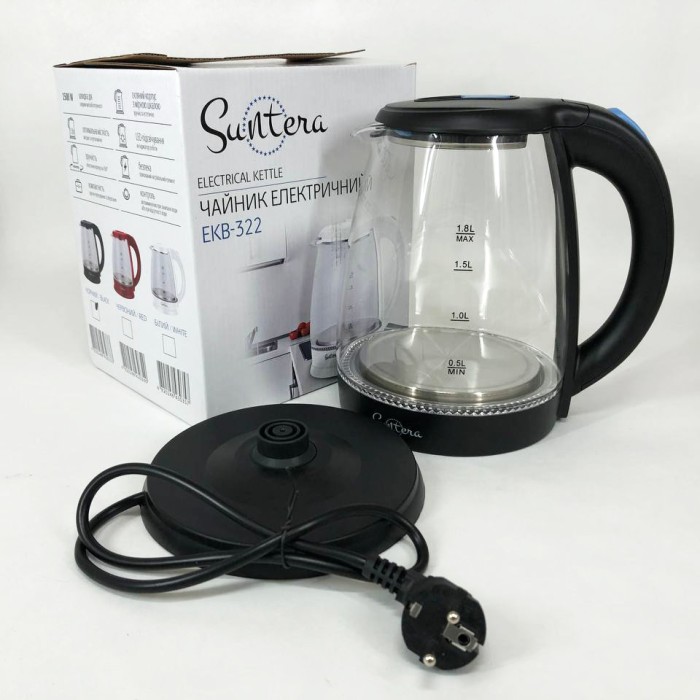 Чайник з функцією захисту від перегріву Suntera, Якісний потужний електричний чайник QN-29