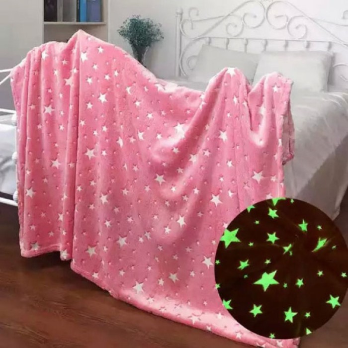 Світний у темряві плед покривало покривало із зірками Blanket, Односпальний плед зірки MN-17