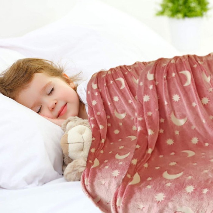 Світний у темряві плед покривало покривало із зірками Blanket, Односпальний плед зірки MN-17