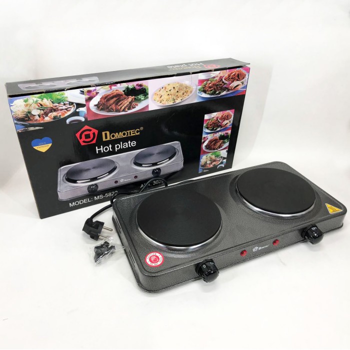 Електроплита для кухні з двома конфорками Domotec MS-5822 2000 Вт, Електроплита настільна дві конфорки IE-56