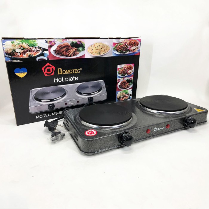 Електроплита для кухні з двома конфорками Domotec MS-5822 2000 Вт, Електроплита настільна дві конфорки IE-56