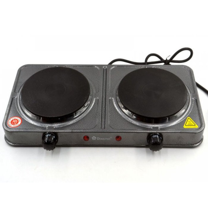 Електроплита для кухні з двома конфорками Domotec MS-5822 2000 Вт, Електроплита настільна дві конфорки IE-56