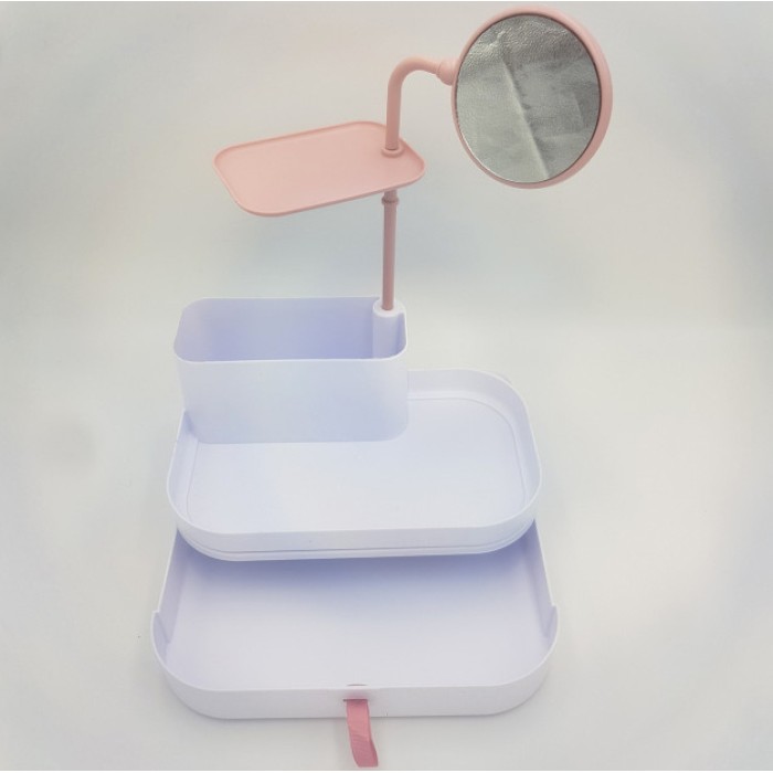 Настільний бокс для зберігання косметики з висувними ящиками і дзеркалом органайзер VE-72