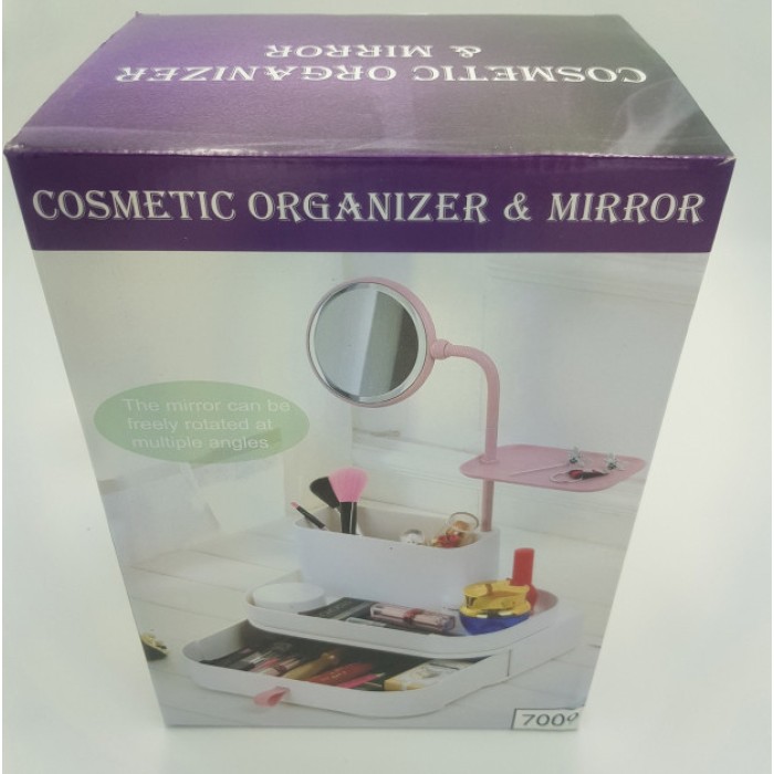 Настільний бокс для зберігання косметики з висувними ящиками і дзеркалом органайзер VE-72